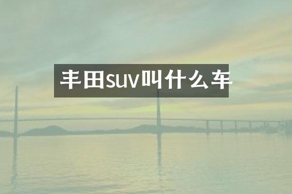 丰田suv叫什么车