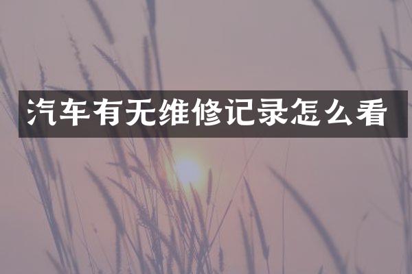 汽车有无维修记录怎么看