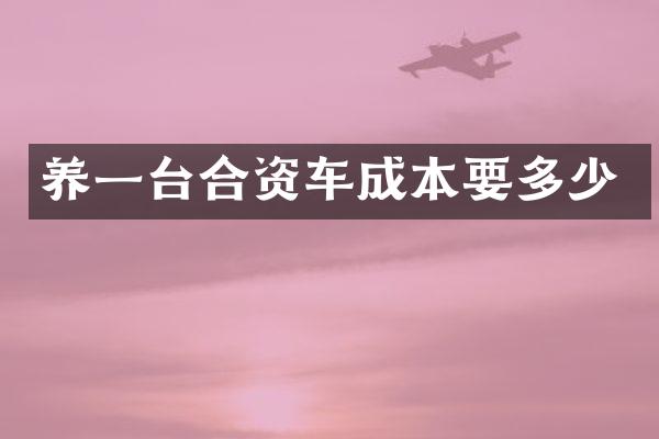 养一台合资车成本要多少