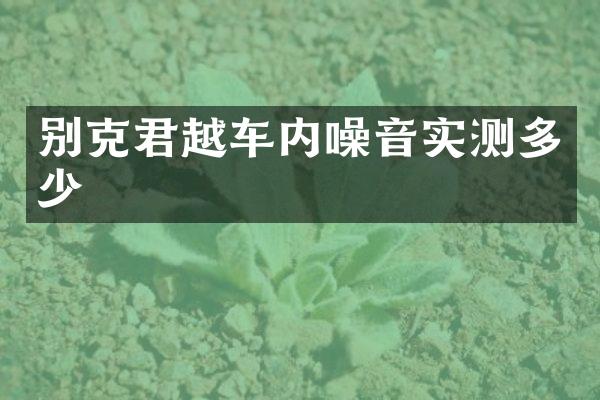 别克君越车内噪音实测多少