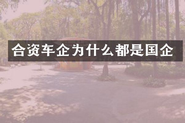 合资车企为什么都是国企