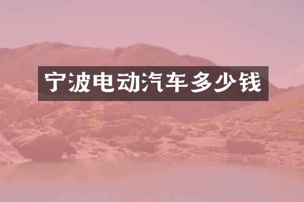 宁波电动汽车多少钱