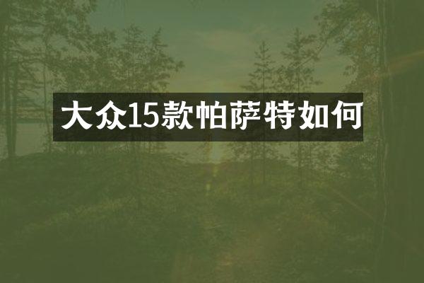 大众15款帕萨特如何