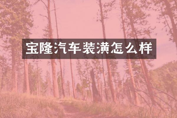 宝隆汽车装潢怎么样