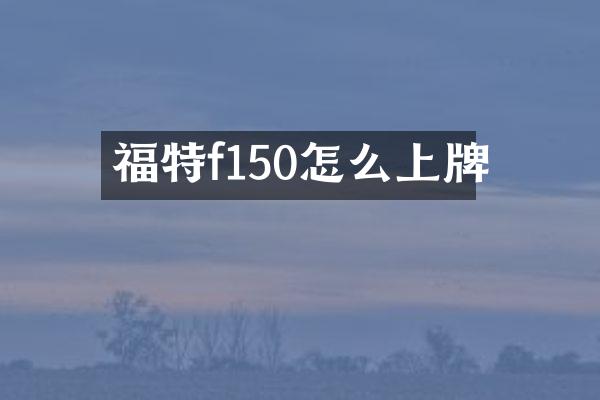 福特f150怎么上牌