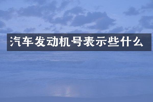 汽车发动机号表示些什么