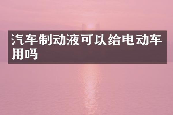 汽车制动液可以给电动车用吗