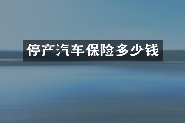 停产汽车保险多少钱