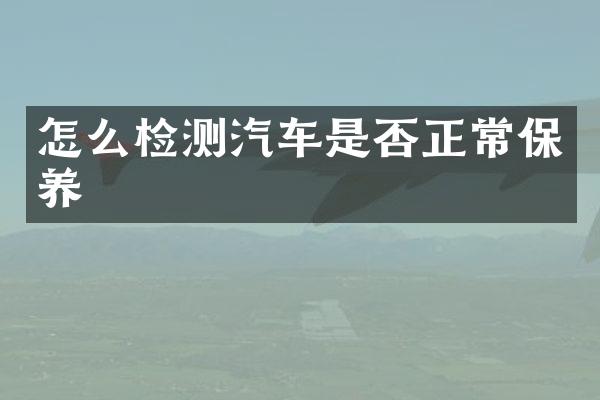 怎么检测汽车是否正常保养