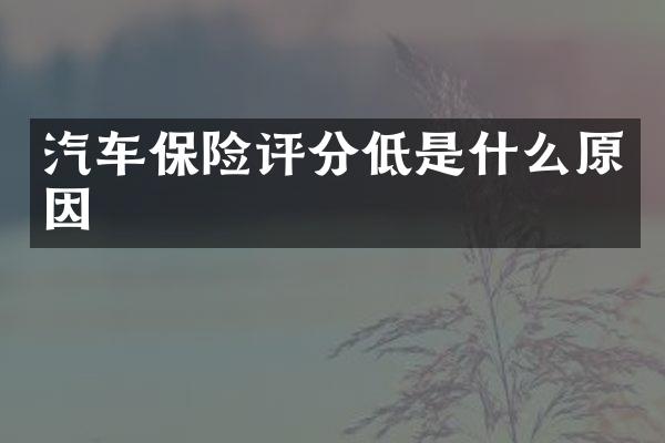 汽车保险评分低是什么原因