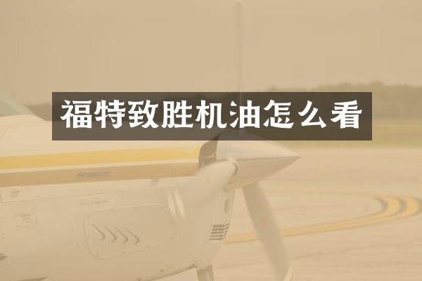 福特致胜机油怎么看