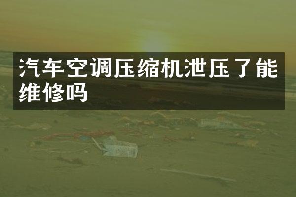 汽车空调压缩机泄压了能维修吗