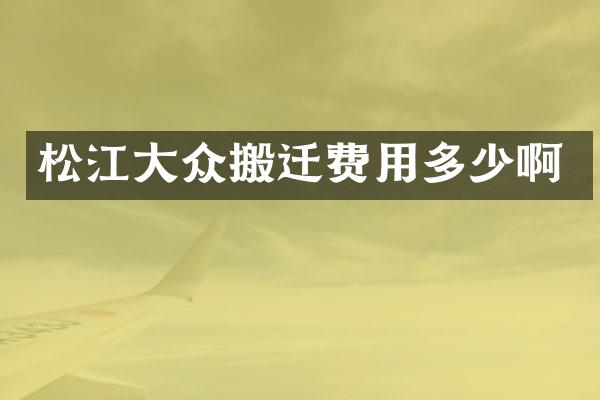 松江大众搬迁费用多少啊