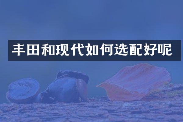 丰田和现代如何选配好呢