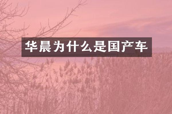 华晨为什么是国产车