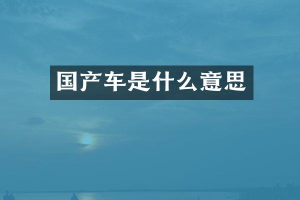 国产车是什么意思
