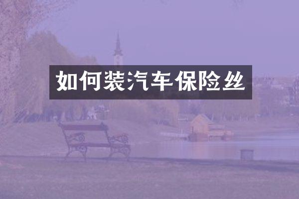 如何装汽车保险丝