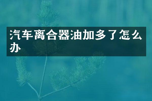 汽车离合器油加多了怎么办