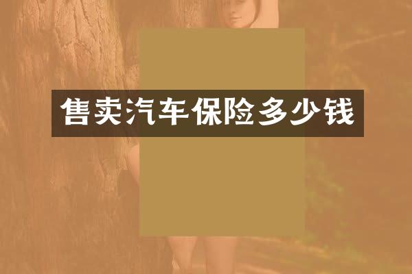 售卖汽车保险多少钱