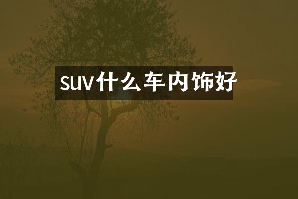suv什么车内饰好