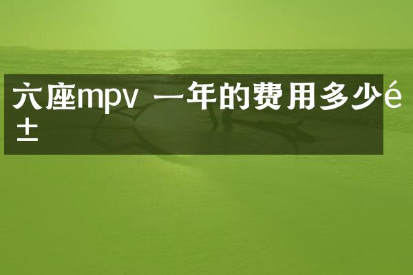 六座mpv 一年的费用多少钱