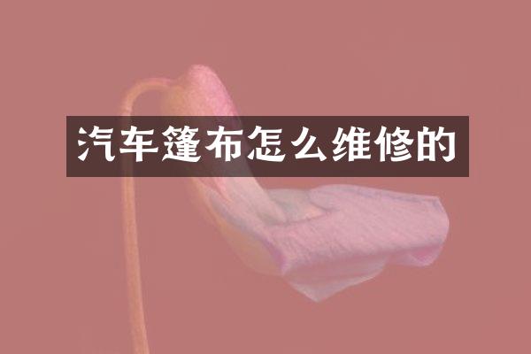 汽车篷布怎么维修的