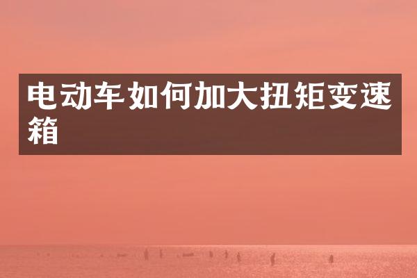 电动车如何加大扭矩变速箱