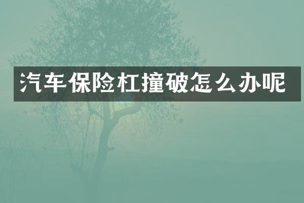 汽车保险杠撞破怎么办呢