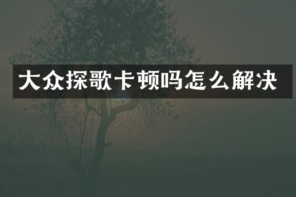 大众探歌卡顿吗怎么解决