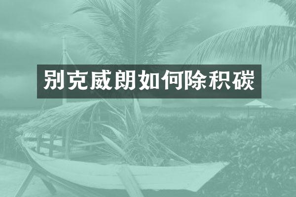 别克威朗如何除积碳