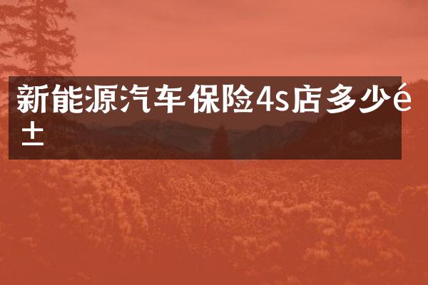 新能源汽车保险4s店多少钱