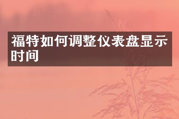 福特如何调整仪表盘显示时间