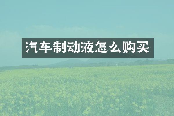 汽车制动液怎么购买