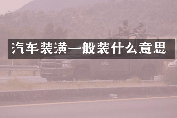 汽车装潢一般装什么意思