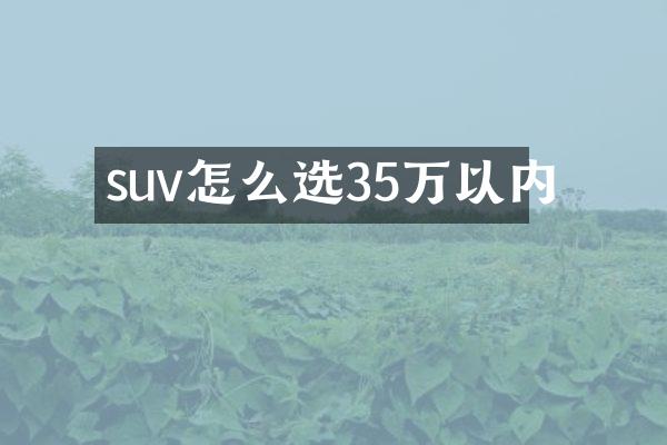 suv怎么选35万以内