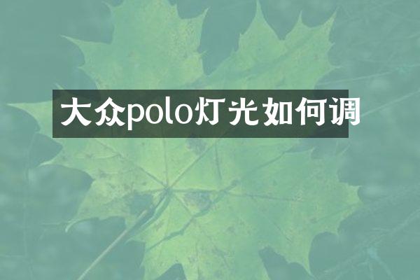 大众polo灯光如何调