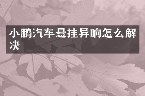 小鹏汽车悬挂异响怎么解决