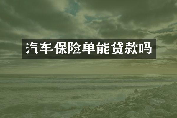 汽车保险单能贷款吗