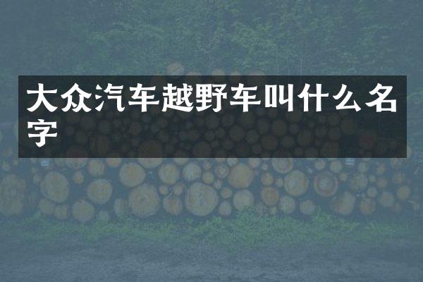 大众汽车越野车叫什么名字