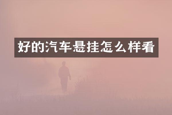 好的汽车悬挂怎么样看
