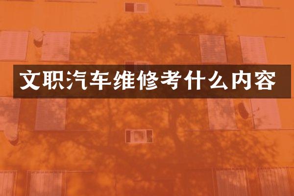 文职汽车维修考什么内容