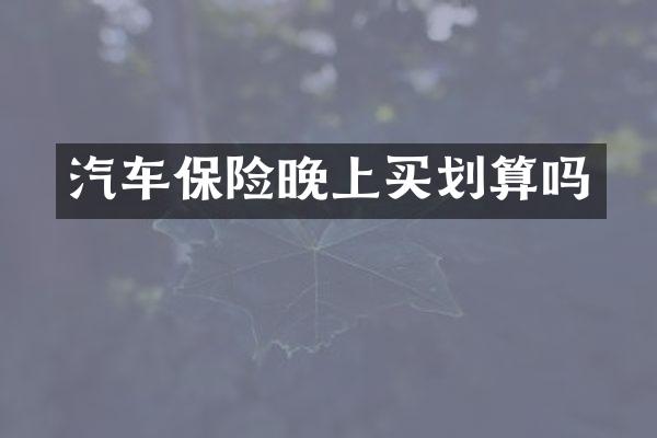 汽车保险晚上买划算吗