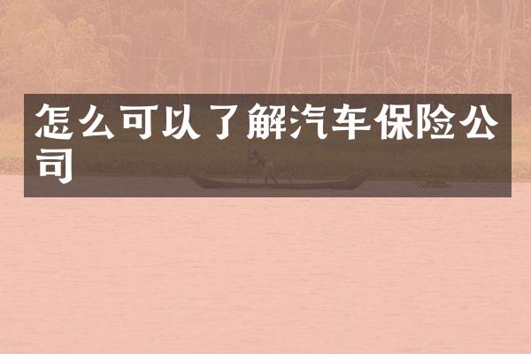 怎么可以了解汽车保险公司