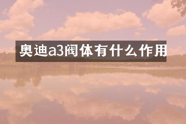 奥迪a3阀体有什么作用