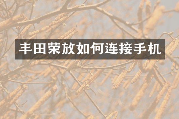 丰田荣放如何连接手机