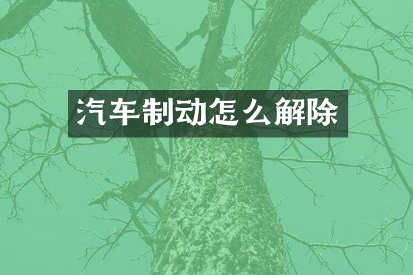 汽车制动怎么解除