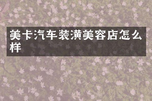 美卡汽车装潢美容店怎么样