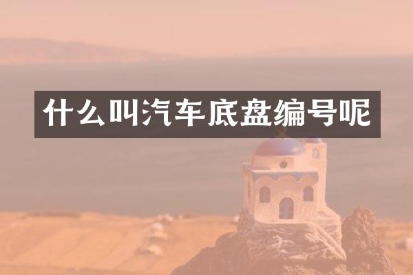 什么叫汽车底盘编号呢