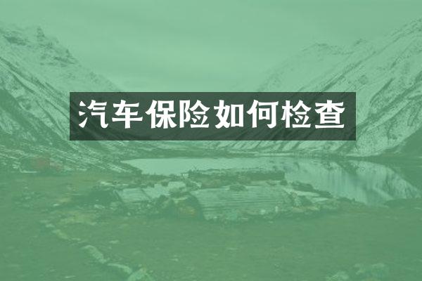 汽车保险如何检查