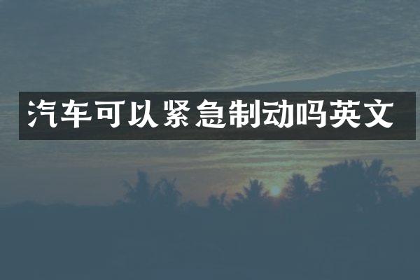 汽车可以紧急制动吗英文